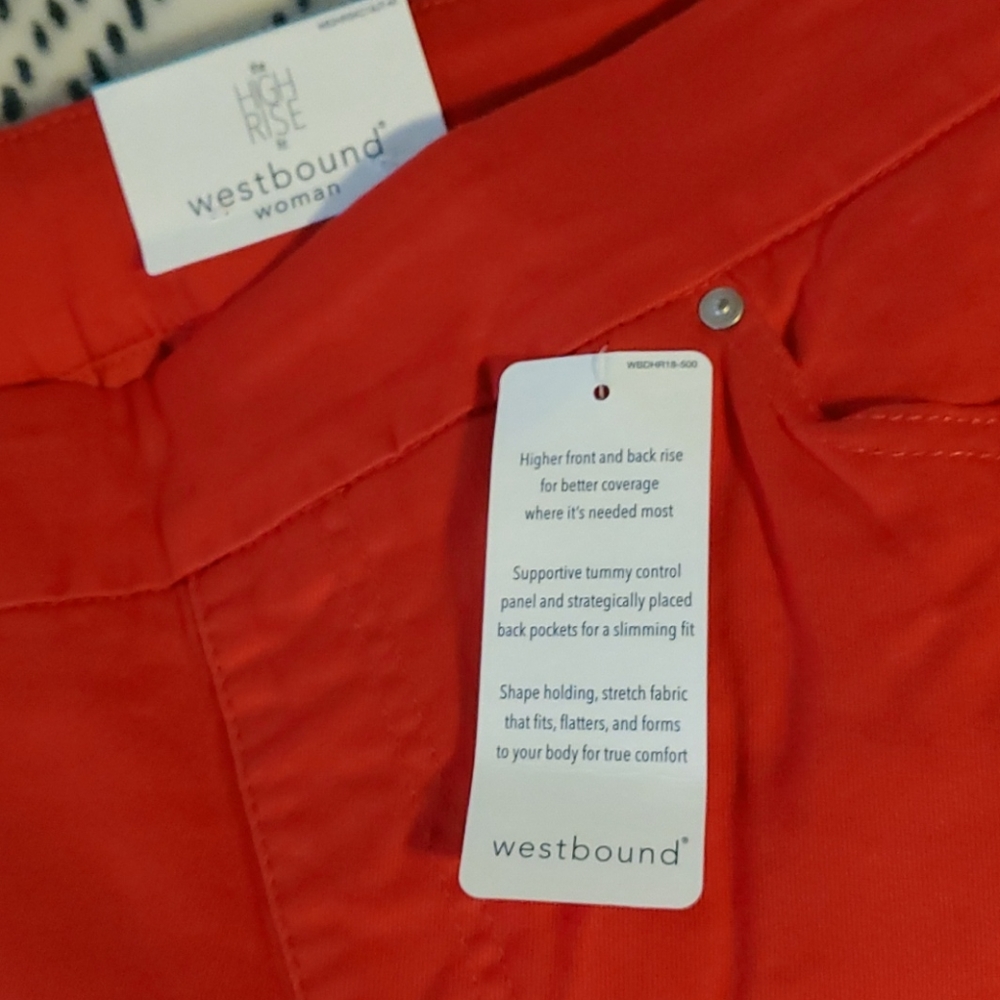 Westbound Red skinny crop pants Woman's Size 14W - Picture 7 of 12